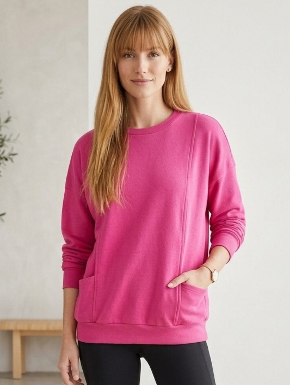 Vintage Retro 70s 80s Crew Neck Pink  Top